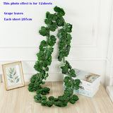 Popxstar 205cm Green Silk Artificial Hanging Leaf Garland 12pcs of Plants Vine Leaves For Home Wedding Party Bathroom Garden Decoration