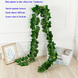 Popxstar 205cm Green Silk Artificial Hanging Leaf Garland 12pcs of Plants Vine Leaves For Home Wedding Party Bathroom Garden Decoration