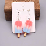 Popxstar Earrings For Women Resin Handmade Cartoons Rainbow Lollipop Ice Strawberry Popcorn Pineapple Banana  Drop Funny Gift