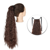 Popxstar Synthetic Corn Wavy Long Ponytail  Hairpiece Wrap on Clip Hair Extensions Ombre Brown Pony Tail Blonde Fack Hair