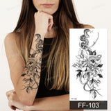 Popxstar fake henna tattoo mandala lotus flowers jewery arabic indian egyptian tattoo sleeve hand finger breast tatoo black waterproof