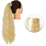 Popxstar Synthetic Corn Wavy Long Ponytail  Hairpiece Wrap on Clip Hair Extensions Ombre Brown Pony Tail Blonde Fack Hair