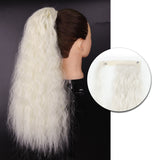 Popxstar Synthetic Corn Wavy Long Ponytail  Hairpiece Wrap on Clip Hair Extensions Ombre Brown Pony Tail Blonde Fack Hair