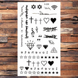 Popxstar Waterproof Black Infinity Tattoo Feather Bird Women Body Hand Art Drawing Temporary Tattoo Stickers Men Finger Tatto Small Paste