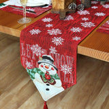 33x180cm Snowman Xmas Christmas Table Runner Pillowcase for Wedding Party Luxury red embroidered Tablecloth Decoration
