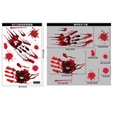 Popxstar 1Set Halloween Decora Stickers Bloody Handprint Window Door Wall Clings Poster Bloody Window Stickers Halloween Party Supplies