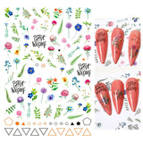 Popxstar black Glue Stickers Spring Summer Daisys Sunflowers Nail Decals Decoration For Nail Art Manicure Beauty