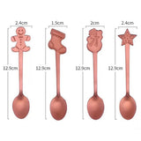 Popxstar 4Pcs Navidad Christmas Coffee Spoons Teaspoons Dessert Stainless Steel Spoons Tableware Christmas Gift Noel New Year