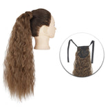 Popxstar Synthetic Corn Wavy Long Ponytail  Hairpiece Wrap on Clip Hair Extensions Ombre Brown Pony Tail Blonde Fack Hair