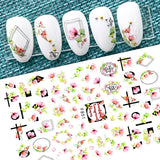 Popxstar Nail Art Stickers Water Decals Eyes Stripe Nail Art Decorations for Manicure Accessories Press on Nails Foil Stickers and Decals