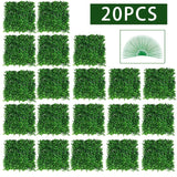 Popxstar 20PCS Artificial Flowers Boxwood Grass 25x25cm Backdrop Panels Topiary Hedge Plant Garden Backyard Fence Greenery Wall Decor