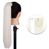 Popxstar Synthetic Corn Wavy Long Ponytail  Hairpiece Wrap on Clip Hair Extensions Ombre Brown Pony Tail Blonde Fack Hair