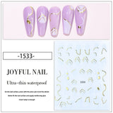 Popxstar French 3D Nail Decals Stickers Stripe Line French Tips Transfer Nail Art Manicure Decoration Gold Reflective Glitter Stickers