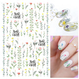 Popxstar black Glue Stickers Spring Summer Daisys Sunflowers Nail Decals Decoration For Nail Art Manicure Beauty