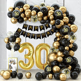 Popxstar Black Gold Balloon Garland Arch Kit Confetti Latex Balloon Happy 18 30 40 50 Year Old Birthday Party Decor Adults Anniversary