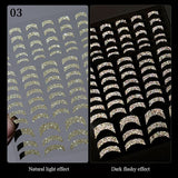 Popxstar French 3D Nail Decals Stickers Stripe Line French Tips Transfer Nail Art Manicure Decoration Gold Reflective Glitter Stickers