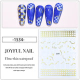 Popxstar French 3D Nail Decals Stickers Stripe Line French Tips Transfer Nail Art Manicure Decoration Gold Reflective Glitter Stickers