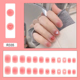 24Pcs/Box Sweet Short Round/Square Head False Nail Art Full Cover Detachable Artificial Fake Nails Ballerina Press on Nails Tips