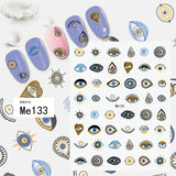 Popxstar Nail Art Stickers Water Decals Eyes Stripe Nail Art Decorations for Manicure Accessories Press on Nails Foil Stickers and Decals