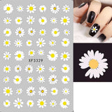 Popxstar black Glue Stickers Spring Summer Daisys Sunflowers Nail Decals Decoration For Nail Art Manicure Beauty