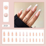 Popxstar  spring dip nails 24pcs Ballet Line Fake Nail Art Detachable Long Ballerina False Nails with Design Wearable Reusable Nails Full Cover Nail Tips