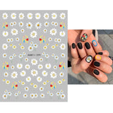Popxstar black Glue Stickers Spring Summer Daisys Sunflowers Nail Decals Decoration For Nail Art Manicure Beauty