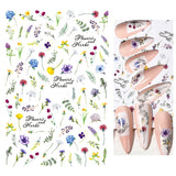 Popxstar black Glue Stickers Spring Summer Daisys Sunflowers Nail Decals Decoration For Nail Art Manicure Beauty