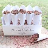 Popxstar Kraft Paper Wedding Confetti Cone Holder Support for Wedding Decor Confetti Cones Stand Box Tray Fake Flower Wedding Paper Cones