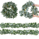Popxstar Artificial Eucalyptus Garland with Willow Leaves Fake Hanging Greenery Vines for Wedding Table Runner Doorways