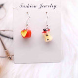 Popxstar Earrings For Women Resin Handmade Cartoons Rainbow Lollipop Ice Strawberry Popcorn Pineapple Banana  Drop Funny Gift