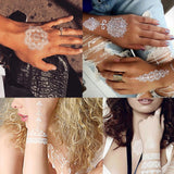 Popxstar 1PC Lace Tattoo White Lace Tattoo Sticker Silk Printing Arm Sticker Sexy Bracelet Tattoo Disposable Tattoo Waterproof