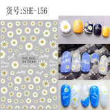 Popxstar black Glue Stickers Spring Summer Daisys Sunflowers Nail Decals Decoration For Nail Art Manicure Beauty