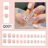 24pcs Wearable Pink Press On Fake Nails Tips With Glue false nails design Butterfly Lovely Girl false nails With Wearing Tools