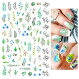 Popxstar black Glue Stickers Spring Summer Daisys Sunflowers Nail Decals Decoration For Nail Art Manicure Beauty