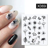 Black White Butterfly 3D Nails Sticker Geometry Decals Flower Gold DIY Decals Designs For Nail Art Manicures Decorations Salon