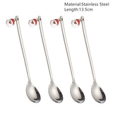 Popxstar 4Pcs Navidad Christmas Coffee Spoons Teaspoons Dessert Stainless Steel Spoons Tableware Christmas Gift Noel New Year