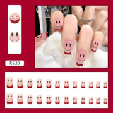 24Pcs/Box Sweet Short Round/Square Head False Nail Art Full Cover Detachable Artificial Fake Nails Ballerina Press on Nails Tips