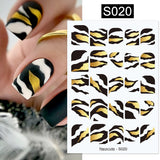 Popxstar French 3D Nail Decals Stickers Stripe Line French Tips Transfer Nail Art Manicure Decoration Gold Reflective Glitter Stickers