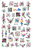 Popxstar black Glue Stickers Spring Summer Daisys Sunflowers Nail Decals Decoration For Nail Art Manicure Beauty