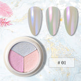 Mirror Nail Powder Pigment Pearl White Rubbing on Nail Art Glitter Dust Chrome Aurora Blue Manicure Holographic Decorations