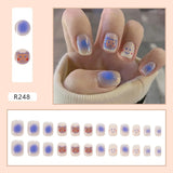 24Pcs/Box Sweet Short Round/Square Head False Nail Art Full Cover Detachable Artificial Fake Nails Ballerina Press on Nails Tips