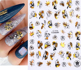 Popxstar Nail Art Stickers Water Decals Eyes Stripe Nail Art Decorations for Manicure Accessories Press on Nails Foil Stickers and Decals