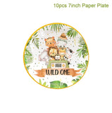 Popxstar Jungle Animals Disposable Tableware Wild One Woodland Safari 1st Birthday Party Decoration Kids Baby Shower Jungle Themed Party