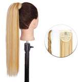 Popxstar Synthetic Corn Wavy Long Ponytail  Hairpiece Wrap on Clip Hair Extensions Ombre Brown Pony Tail Blonde Fack Hair