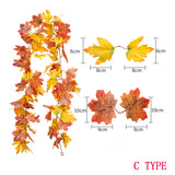 Popxstar 1.75M Red Maple Leaf Vine Garland Decoration Autumn Thanksgiving Autumn Decoration Outdoor Hanging Vine Artificial Maple Leaf