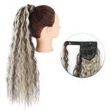 Popxstar Synthetic Corn Wavy Long Ponytail  Hairpiece Wrap on Clip Hair Extensions Ombre Brown Pony Tail Blonde Fack Hair