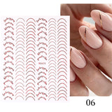 Popxstar Geometric Lines Flowers Leaves 3D Nail Sticker Figure Woman Face Pattern Special Self Adhesive Nail Art Decals Manicures Sliders