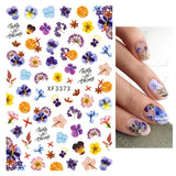 Popxstar black Glue Stickers Spring Summer Daisys Sunflowers Nail Decals Decoration For Nail Art Manicure Beauty