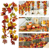 Popxstar 1.75M Red Maple Leaf Vine Garland Decoration Autumn Thanksgiving Autumn Decoration Outdoor Hanging Vine Artificial Maple Leaf