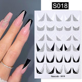 Popxstar French 3D Nail Decals Stickers Stripe Line French Tips Transfer Nail Art Manicure Decoration Gold Reflective Glitter Stickers